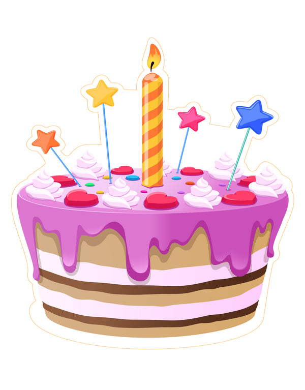 Pink Icing Cake w Star Candles